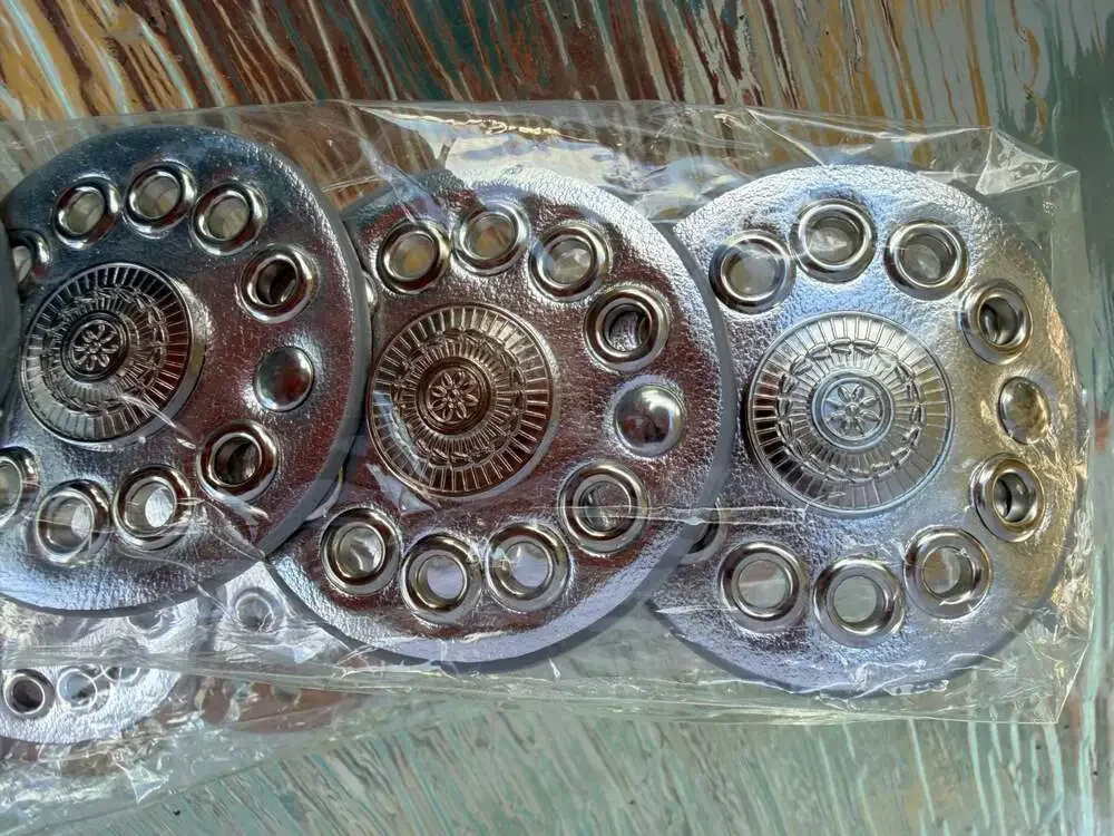 Vintage Silver Metal and Brown Leather Concho Link Belt